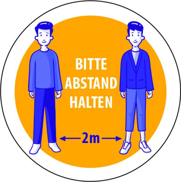 Corona Aufkleber Abstand halten